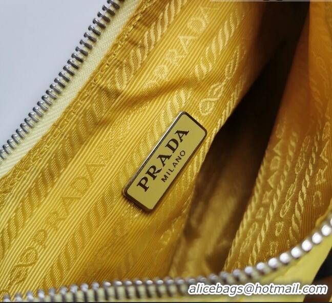 Buy Discount Prada Re-Edition 2005 Nylon and Crocodile Leather Hobo Bag 1BC204 Yellow 2021 