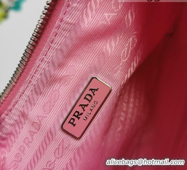 Low Cost Prada Re-Edition 2005 Nylon and Crocodile Leather Hobo Bag 1BC204 Pink 2021