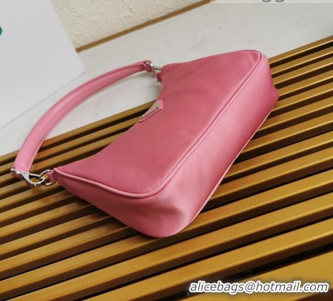 Low Cost Prada Re-Edition 2005 Nylon and Crocodile Leather Hobo Bag 1BC204 Pink 2021