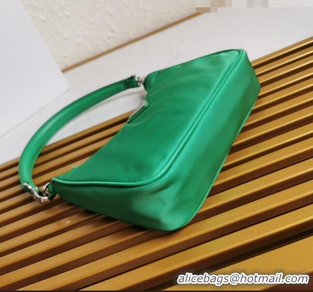 Super Quality Prada Re-Edition 2005 Nylon and Crocodile Leather Hobo Bag 1BC204 Green 2021 