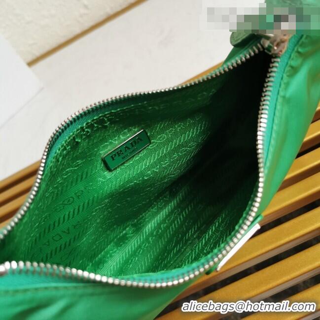 Super Quality Prada Re-Edition 2005 Nylon and Crocodile Leather Hobo Bag 1BC204 Green 2021 