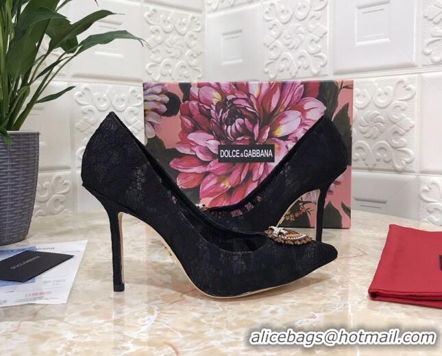 Top Quality Dolce&Gabbana DG Lace High- Heel Pumps 10.5cm 033175 Black 2021