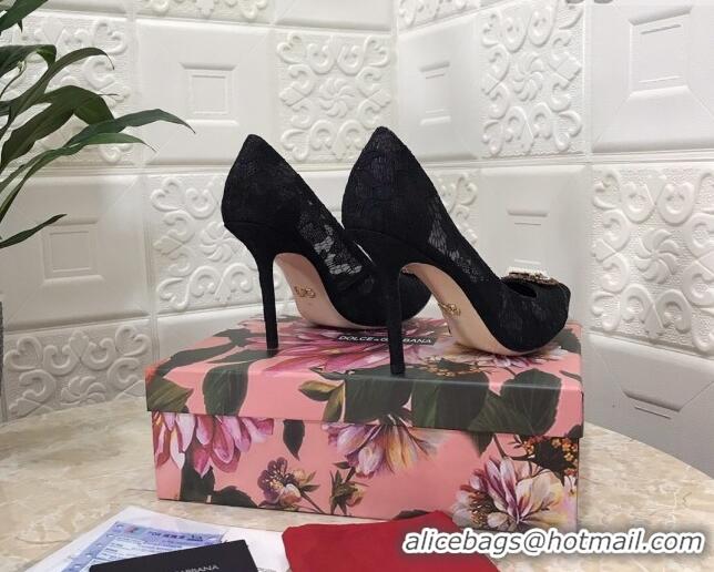 Top Quality Dolce&Gabbana DG Lace High- Heel Pumps 10.5cm 033175 Black 2021