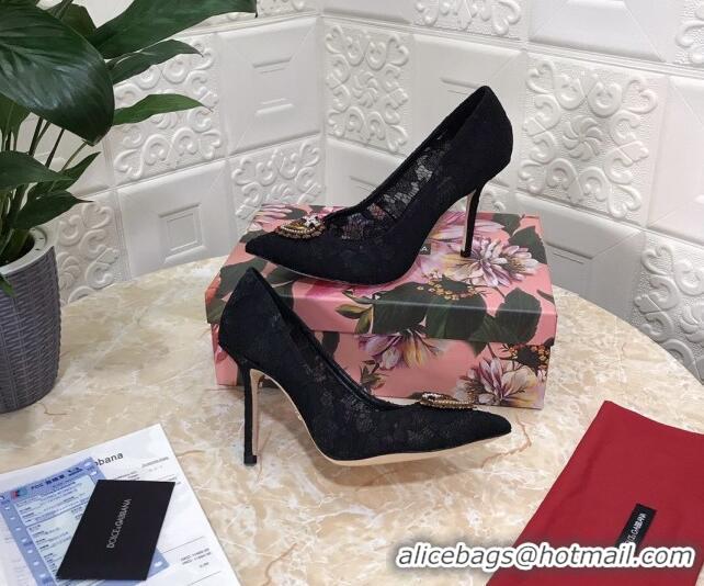 Top Quality Dolce&Gabbana DG Lace High- Heel Pumps 10.5cm 033175 Black 2021