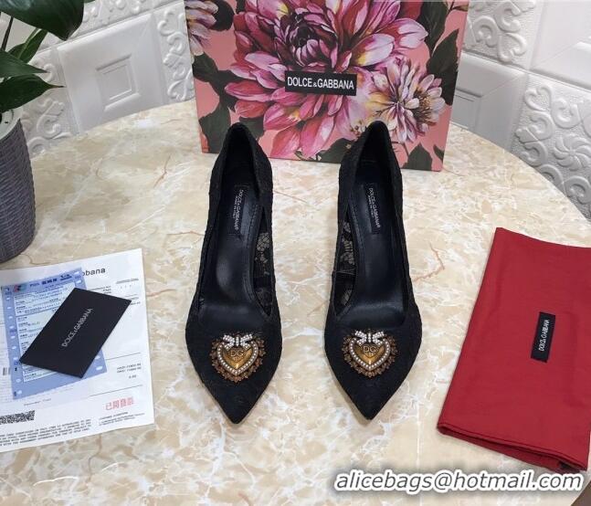 Top Quality Dolce&Gabbana DG Lace High- Heel Pumps 10.5cm 033175 Black 2021