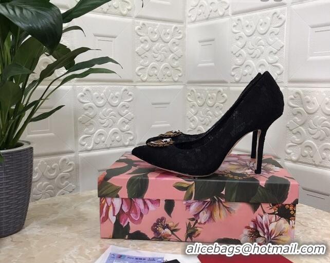 Top Quality Dolce&Gabbana DG Lace High- Heel Pumps 10.5cm 033175 Black 2021