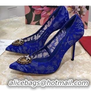 New Design Dolce&Gabbana DG Lace High- Heel Pumps 10.5cm 033175 Blue 2021