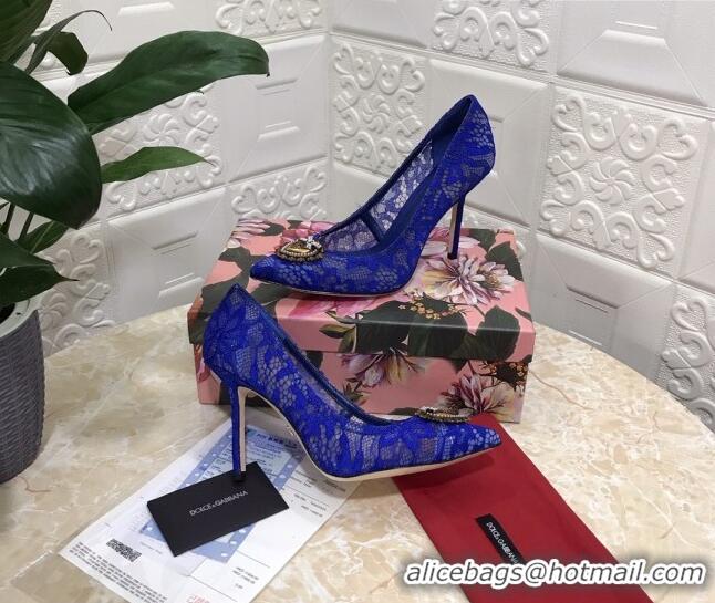 New Design Dolce&Gabbana DG Lace High- Heel Pumps 10.5cm 033175 Blue 2021