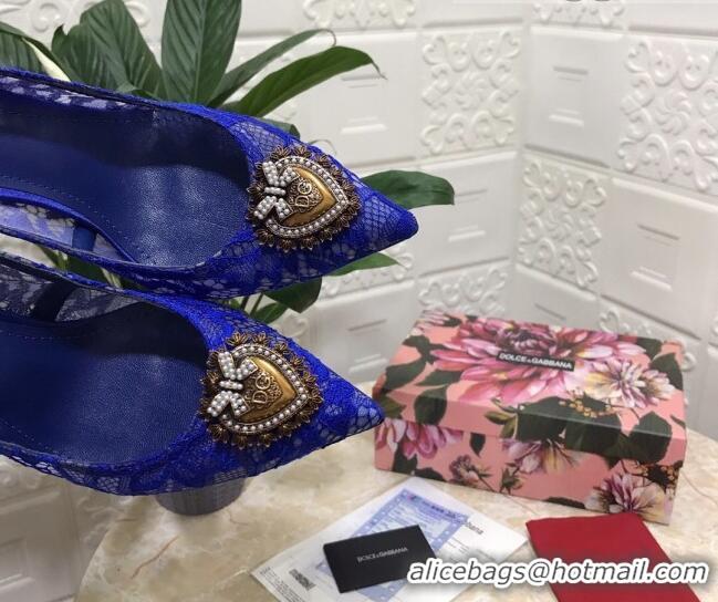 New Design Dolce&Gabbana DG Lace High- Heel Pumps 10.5cm 033175 Blue 2021