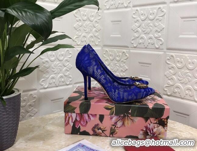 New Design Dolce&Gabbana DG Lace High- Heel Pumps 10.5cm 033175 Blue 2021