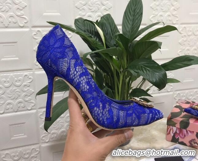 New Design Dolce&Gabbana DG Lace High- Heel Pumps 10.5cm 033175 Blue 2021