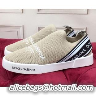 Best Luxury Dolce&Gabbana DG Knit Slip-on Sneakers 060530 Beige 2021