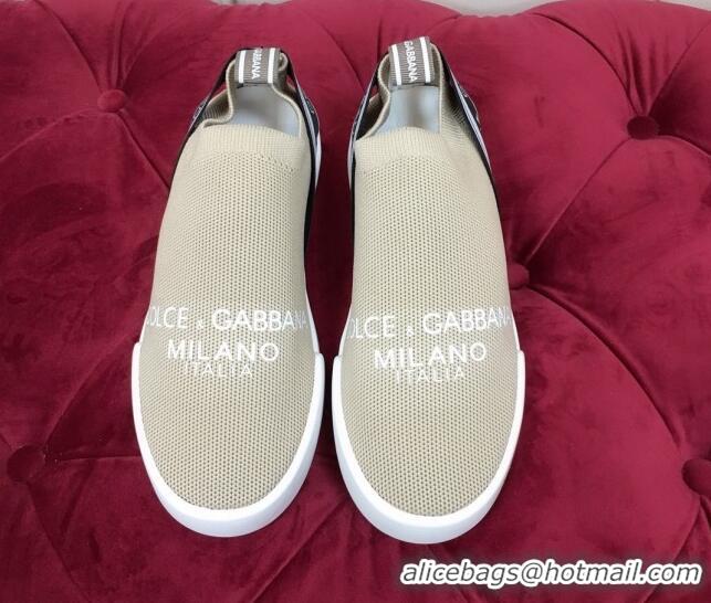 Best Luxury Dolce&Gabbana DG Knit Slip-on Sneakers 060530 Beige 2021