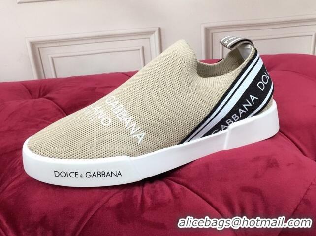 Best Luxury Dolce&Gabbana DG Knit Slip-on Sneakers 060530 Beige 2021