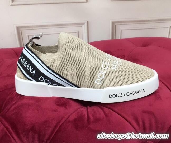 Best Luxury Dolce&Gabbana DG Knit Slip-on Sneakers 060530 Beige 2021