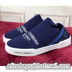 Low Cost Dolce&Gabbana DG Knit Slip-on Sneakers 060528 Navy Blue 2021