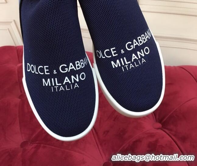 Low Cost Dolce&Gabbana DG Knit Slip-on Sneakers 060528 Navy Blue 2021