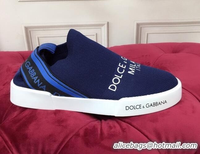 Low Cost Dolce&Gabbana DG Knit Slip-on Sneakers 060528 Navy Blue 2021