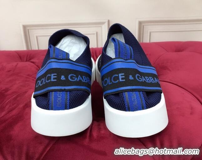 Low Cost Dolce&Gabbana DG Knit Slip-on Sneakers 060528 Navy Blue 2021