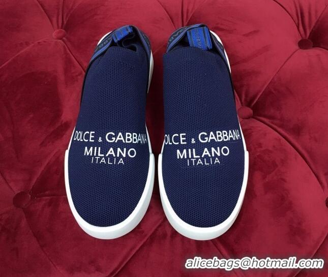 Low Cost Dolce&Gabbana DG Knit Slip-on Sneakers 060528 Navy Blue 2021