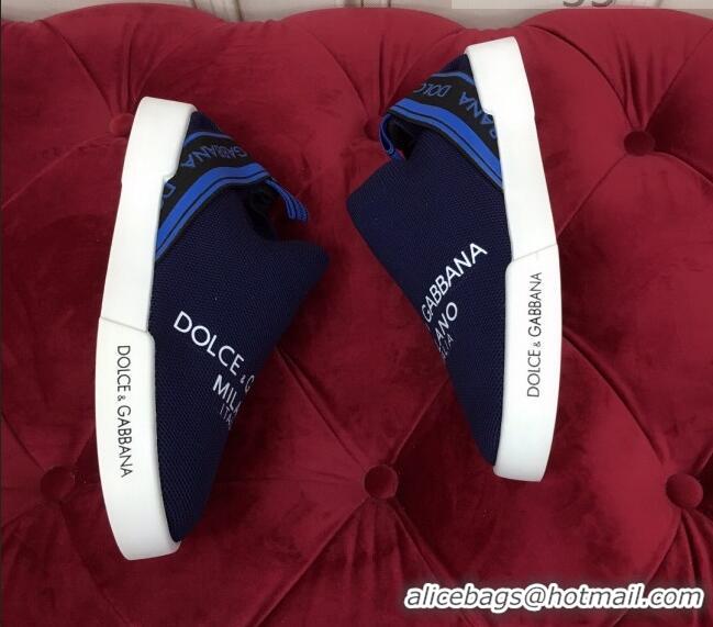 Low Cost Dolce&Gabbana DG Knit Slip-on Sneakers 060528 Navy Blue 2021