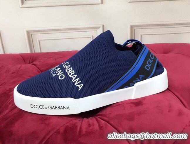 Low Cost Dolce&Gabbana DG Knit Slip-on Sneakers 060528 Navy Blue 2021