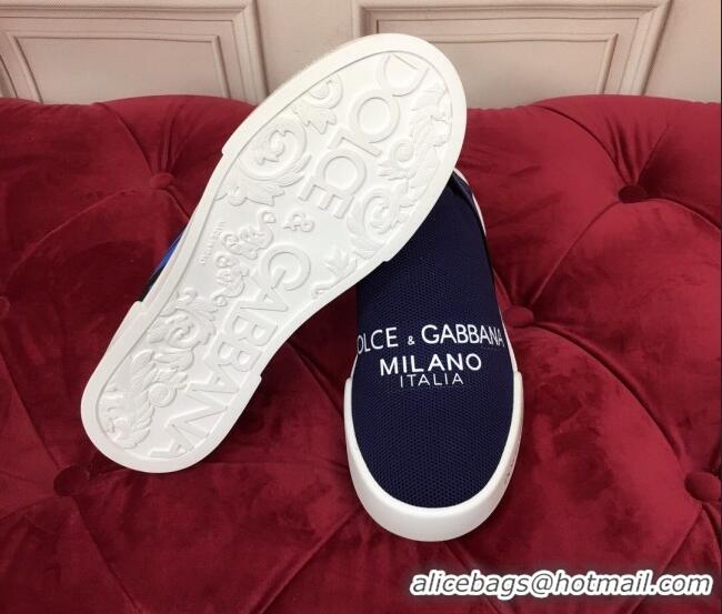 Low Cost Dolce&Gabbana DG Knit Slip-on Sneakers 060528 Navy Blue 2021