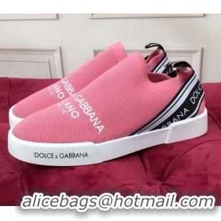 Discount Dolce&Gabbana DG Knit Slip-on Sneakers 060527 Light Pink 2021