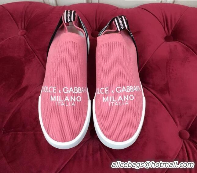 Discount Dolce&Gabbana DG Knit Slip-on Sneakers 060527 Light Pink 2021