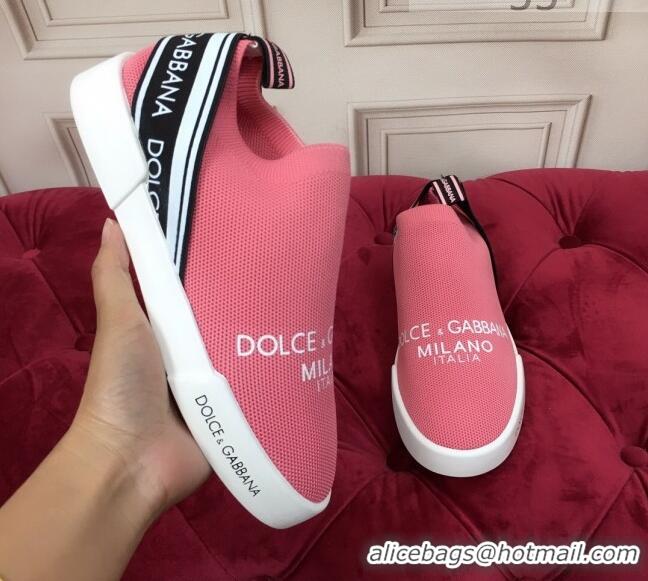 Discount Dolce&Gabbana DG Knit Slip-on Sneakers 060527 Light Pink 2021