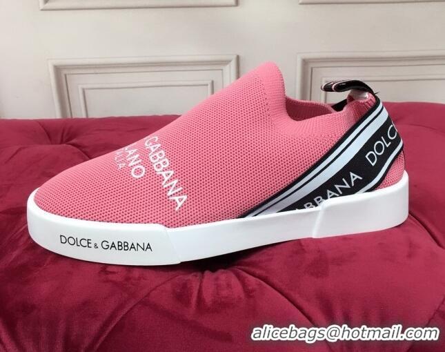 Discount Dolce&Gabbana DG Knit Slip-on Sneakers 060527 Light Pink 2021