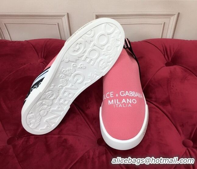 Discount Dolce&Gabbana DG Knit Slip-on Sneakers 060527 Light Pink 2021