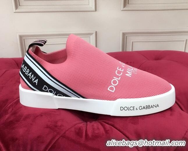 Discount Dolce&Gabbana DG Knit Slip-on Sneakers 060527 Light Pink 2021