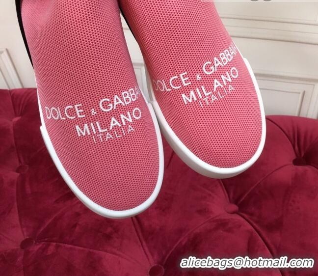 Discount Dolce&Gabbana DG Knit Slip-on Sneakers 060527 Light Pink 2021