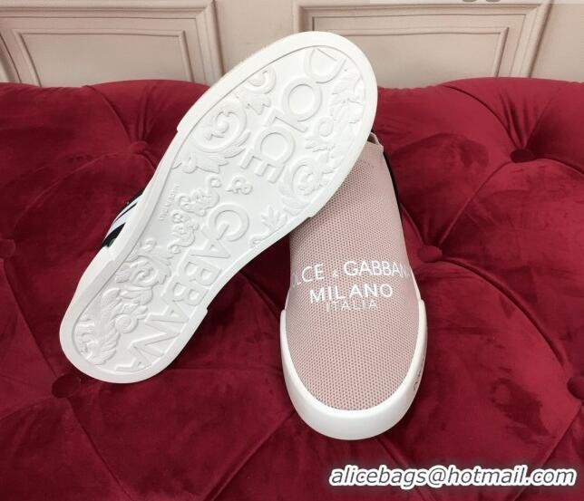 Discount Dolce&Gabbana DG Knit Slip-on Sneakers 060527 Pale Pink 2021