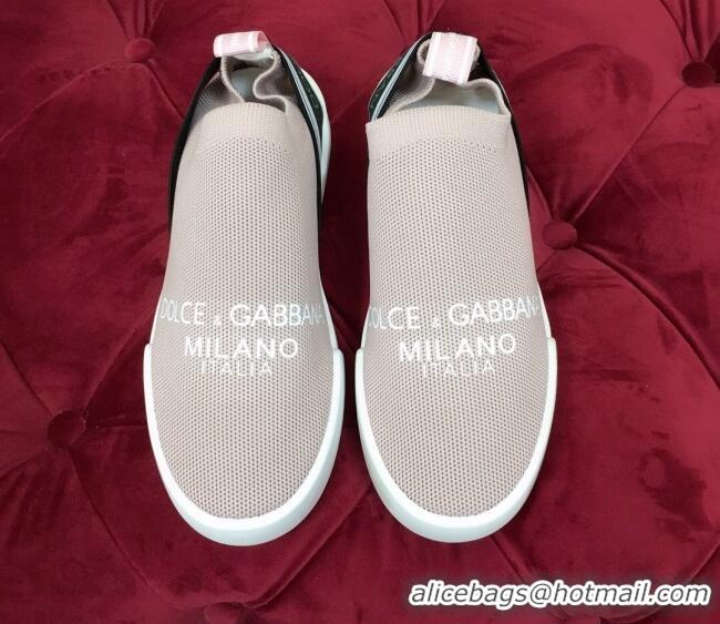 Discount Dolce&Gabbana DG Knit Slip-on Sneakers 060527 Pale Pink 2021