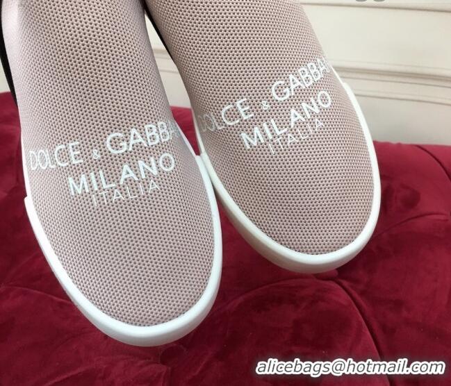 Discount Dolce&Gabbana DG Knit Slip-on Sneakers 060527 Pale Pink 2021