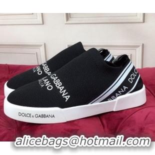 Top Quality Dolce&Gabbana DG Knit Slip-on Sneakers 060527 Black 2021