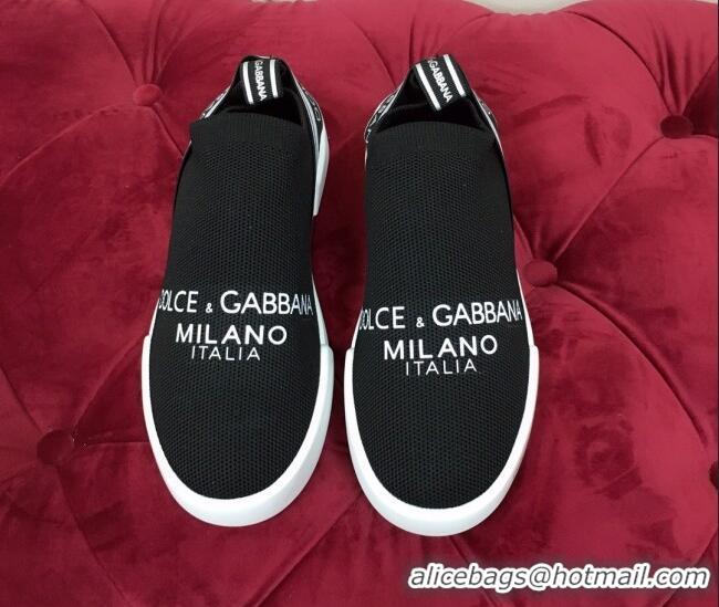 Top Quality Dolce&Gabbana DG Knit Slip-on Sneakers 060527 Black 2021