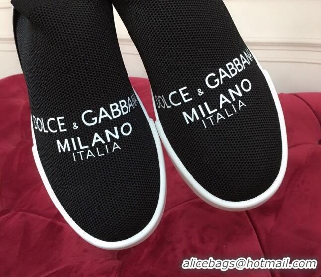 Top Quality Dolce&Gabbana DG Knit Slip-on Sneakers 060527 Black 2021