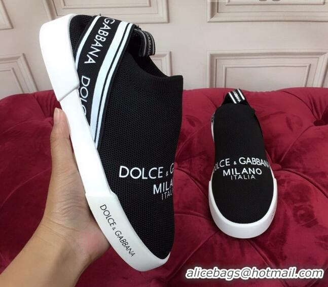 Top Quality Dolce&Gabbana DG Knit Slip-on Sneakers 060527 Black 2021