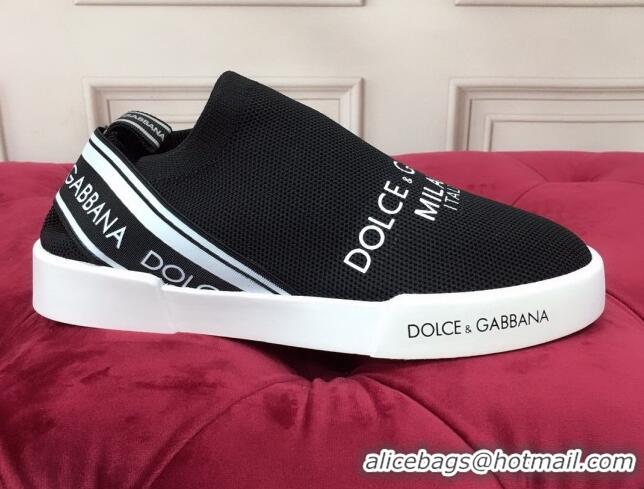 Top Quality Dolce&Gabbana DG Knit Slip-on Sneakers 060527 Black 2021