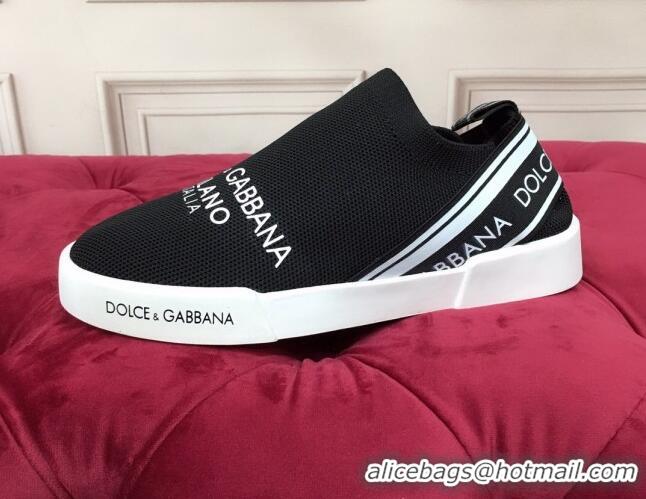 Top Quality Dolce&Gabbana DG Knit Slip-on Sneakers 060527 Black 2021