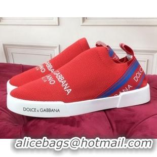 New Design Dolce&Gabbana DG Knit Slip-on Sneakers 060527 Red 2021