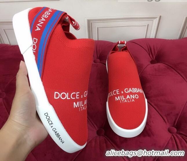 New Design Dolce&Gabbana DG Knit Slip-on Sneakers 060527 Red 2021