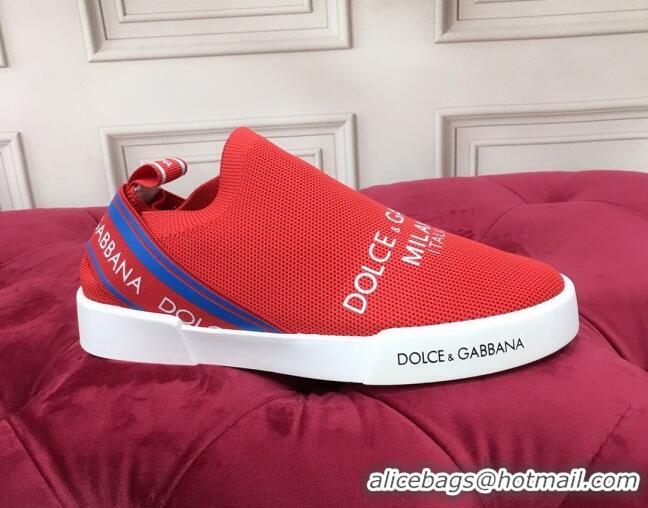 New Design Dolce&Gabbana DG Knit Slip-on Sneakers 060527 Red 2021