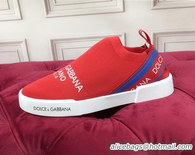 New Design Dolce&Gabbana DG Knit Slip-on Sneakers 060527 Red 2021