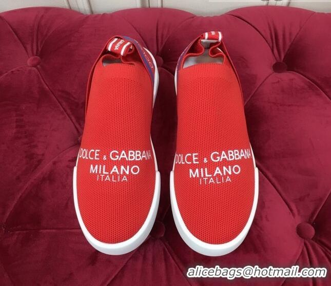 New Design Dolce&Gabbana DG Knit Slip-on Sneakers 060527 Red 2021