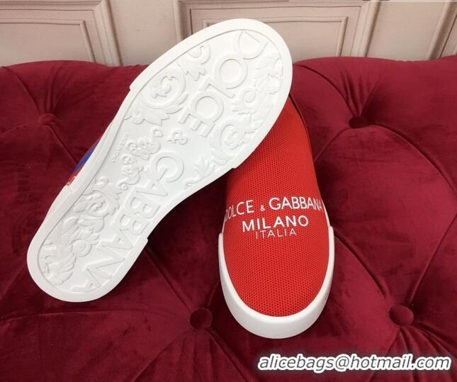 New Design Dolce&Gabbana DG Knit Slip-on Sneakers 060527 Red 2021