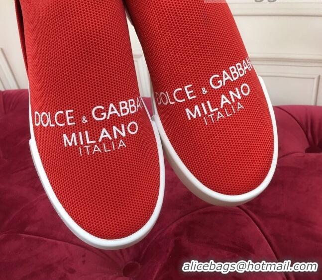 New Design Dolce&Gabbana DG Knit Slip-on Sneakers 060527 Red 2021